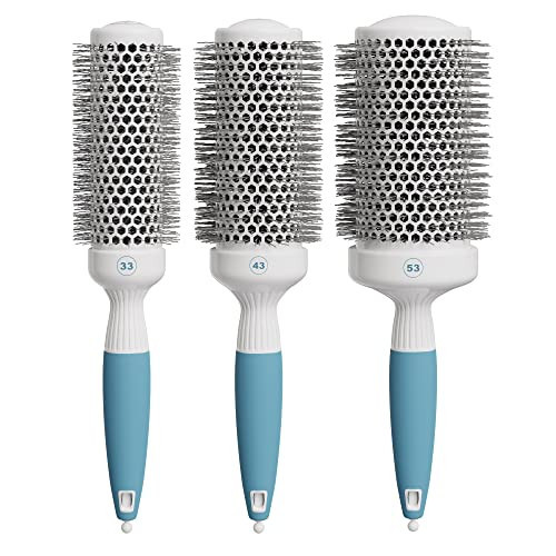Professional Blow Drying Brush Set - Ceramic Ionic Thermal Brushes for Styling Wet Hair, 3 Round Brushes with Travel Bag for Women | Amazon (US)