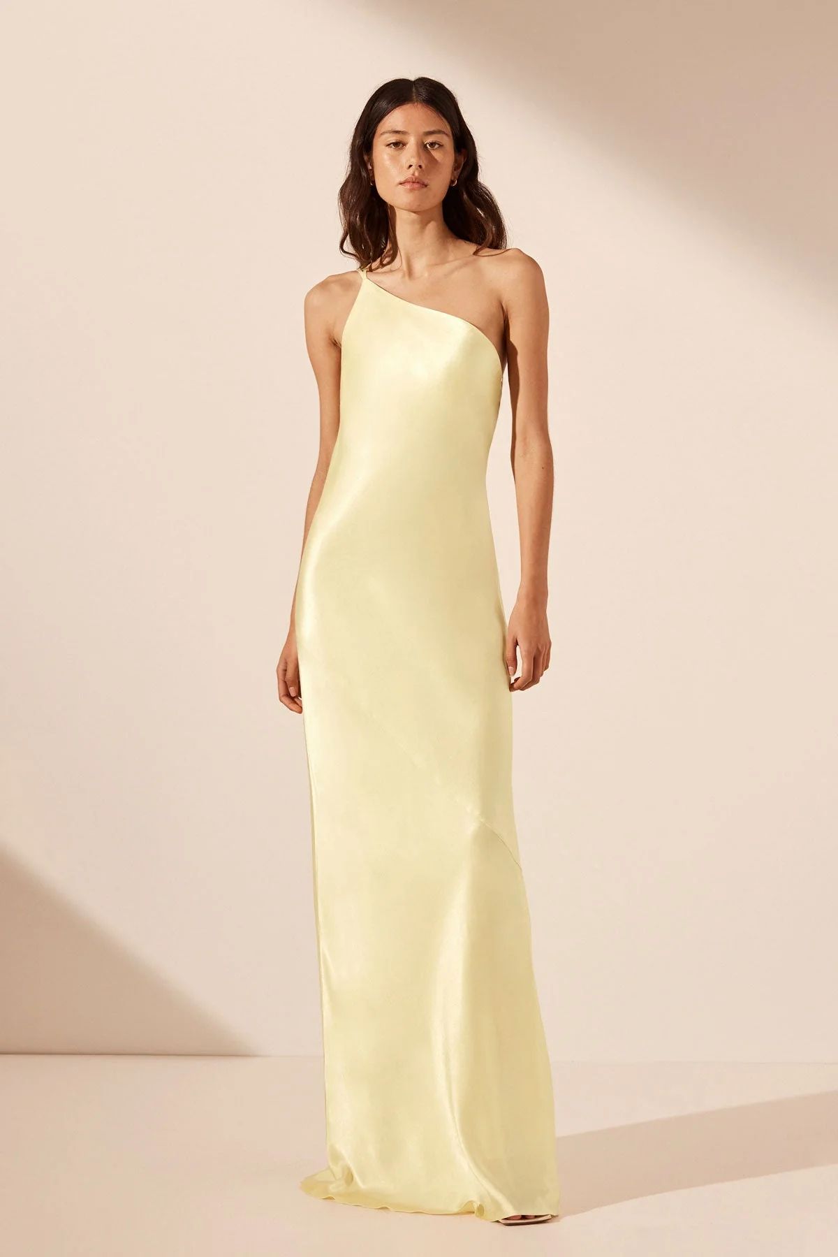 La Lune One Shoulder Cowl Back Maxi Dress | Lemon | Dresses | Shona Joy | Shona Joy