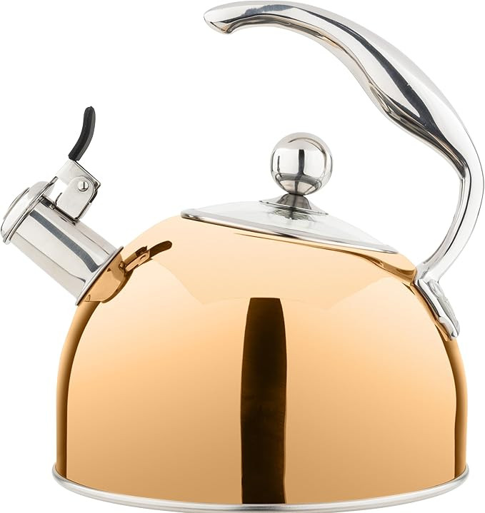 Viking 3-Ply Stainless Steel Tea Kettle, 2.6 Quart Stovetop Hot Water Pot with Tempered Glass Lid... | Amazon (US)