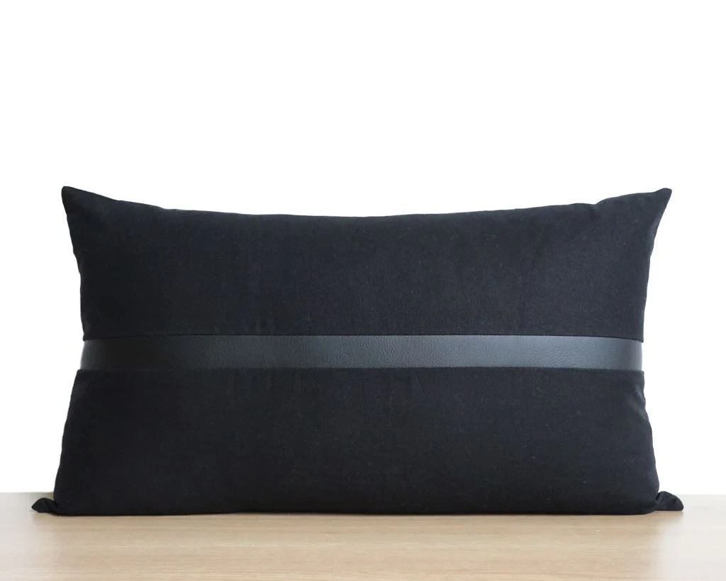 Linen and Faux Leather Pillow Cover | Coterie, Brooklyn