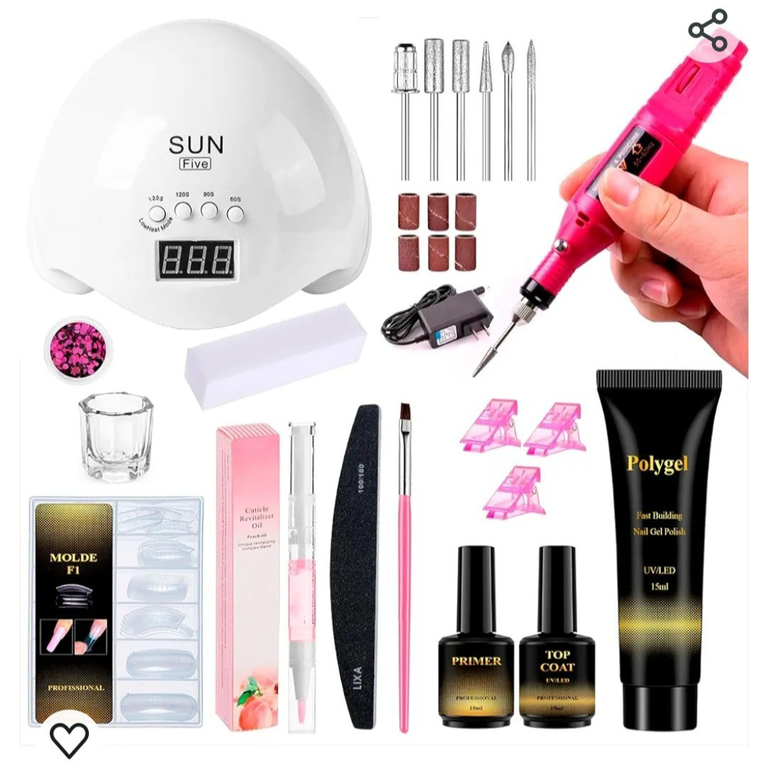 Kit Unhas Em Gel Polygel Alongamento Unha CabineUv/Led 48w Lixa Lixadeira Eletrica molde

#LTKbeauty #LTKbrasil