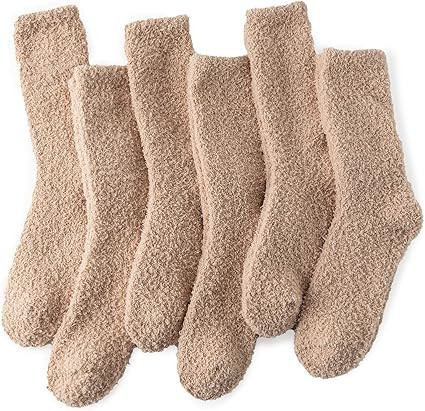 6 Pairs Fuzzy Socks For Women Soft Home Slipper Socks Fluffy Sleeping Socks don't Shed Lint | Amazon (US)