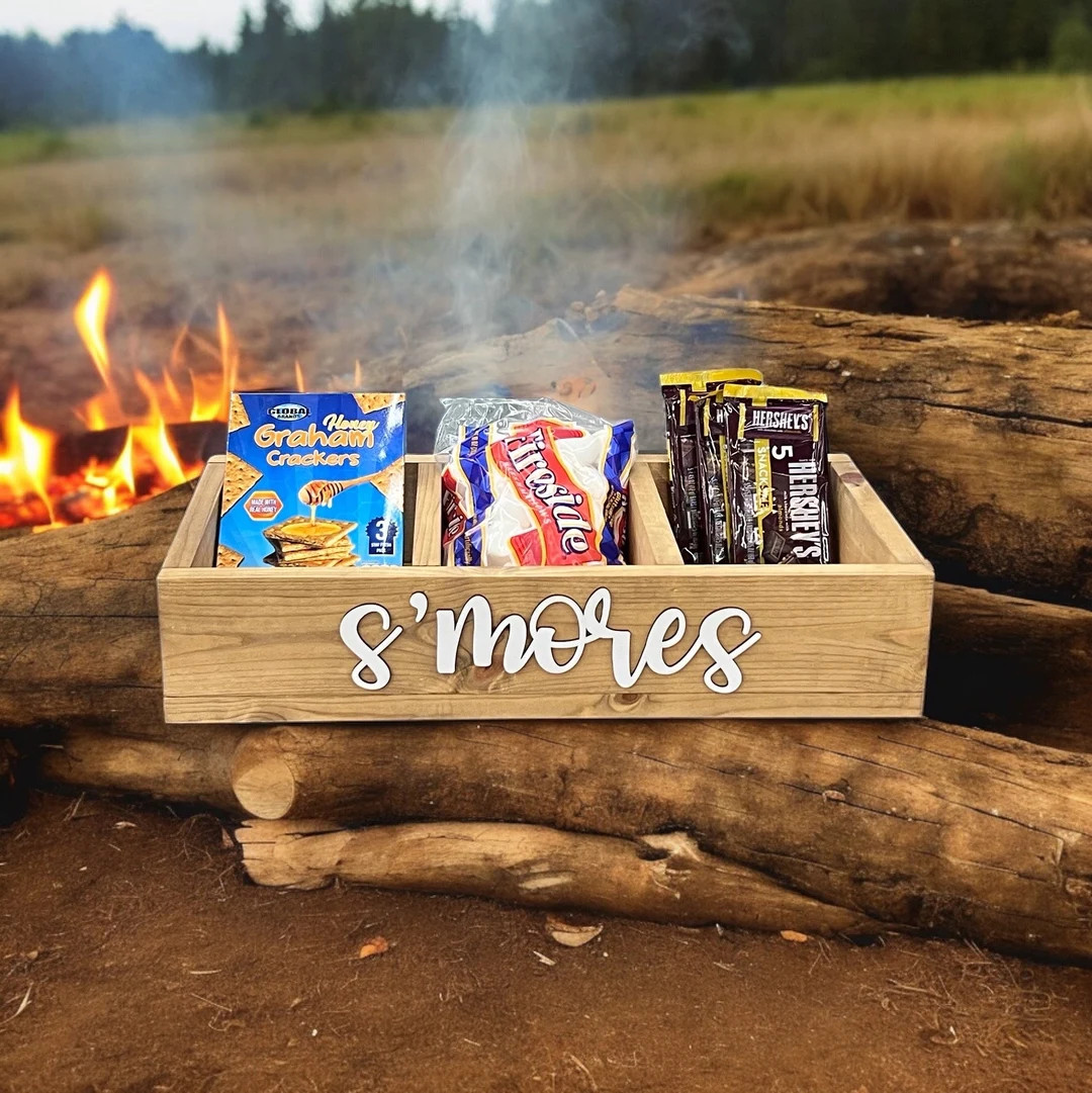 Wooden Smores Station Box, Campfire Accessories, Gift for Campers, Backyard Smores Gift, 3D Smore... | Etsy (US)