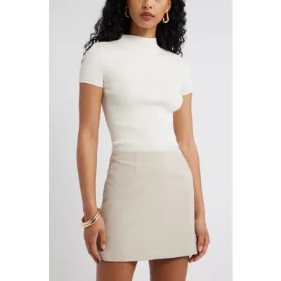 Open Edit Rib Knit Mock Neck Sweater in Black at Nordstrom, Size Xx-Small | Nordstrom