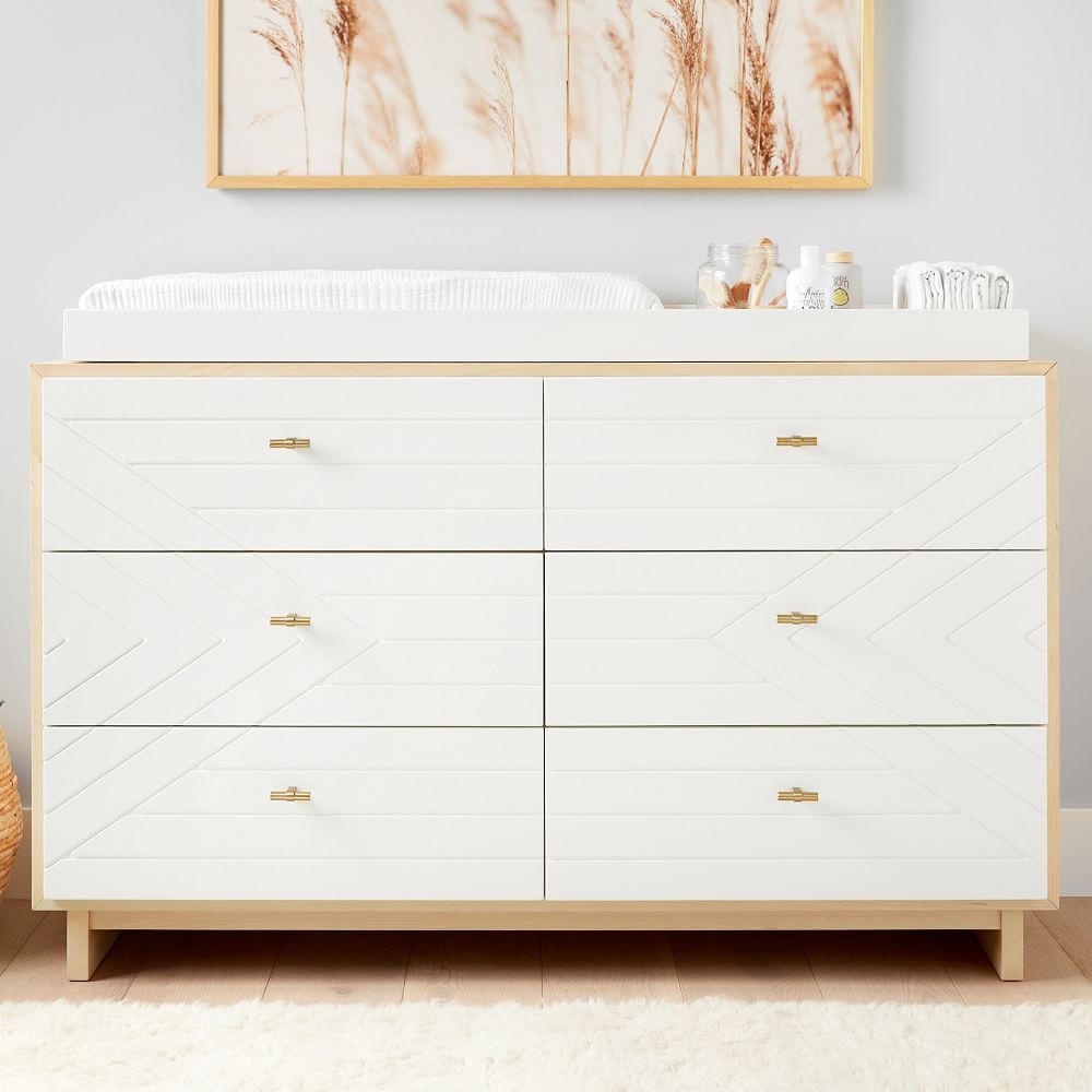 Cora 6-Drawer Changing Table (56&amp;quot;) - Natural/White | West Elm (US)