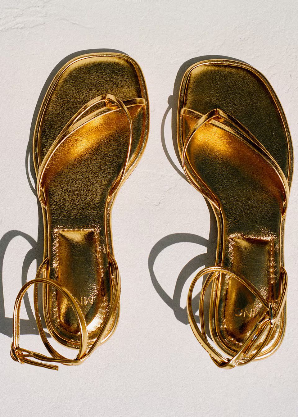 Metallic strap sandals -  Women | Mango USA | MANGO (US)