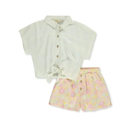 Jessica Simpson Girls' 2-Piece Stripe Shorts Set Outfit, Sizes 4-12 | Walmart (US)