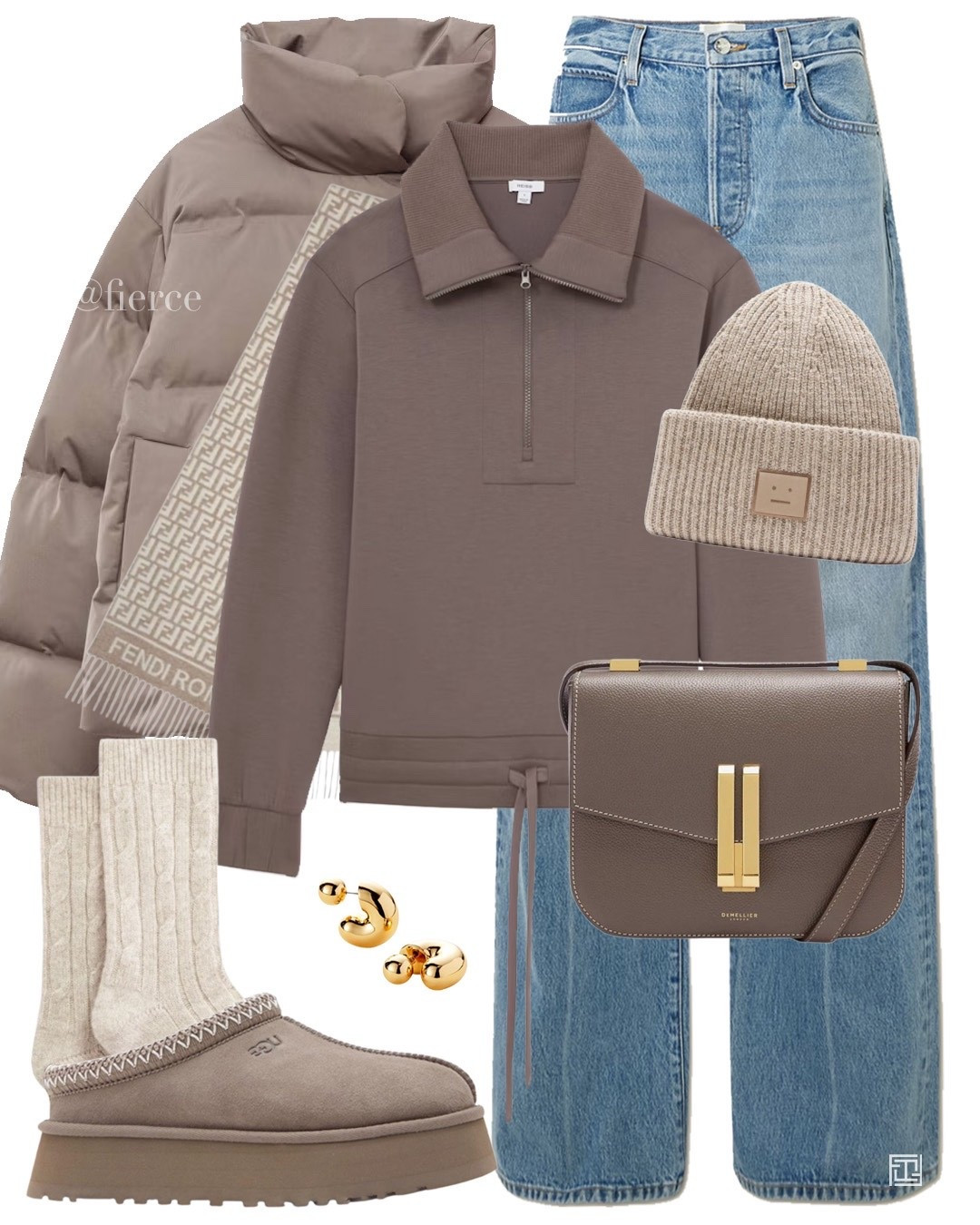 Puffer jacket zipped sweatshirt Ugg tazz slippers taupe bag cream beanie hat 

#LTKeurope #LTKwinter #LTKuk