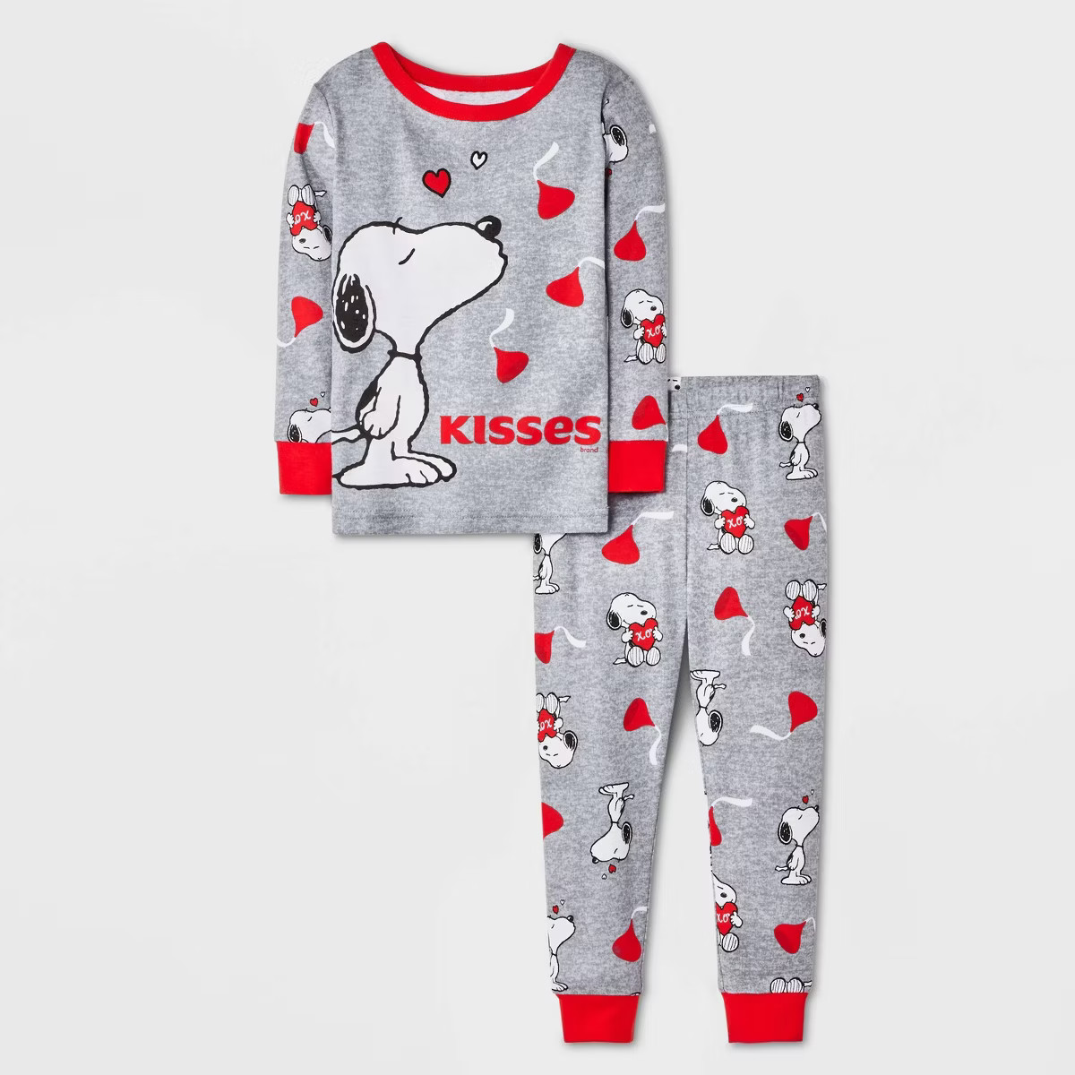 Toddler Valentine's Day 4pc Snug Fit Snoopy/Hersey Kisses Peanuts Cotton Valentine Pajama Set - G... | Target