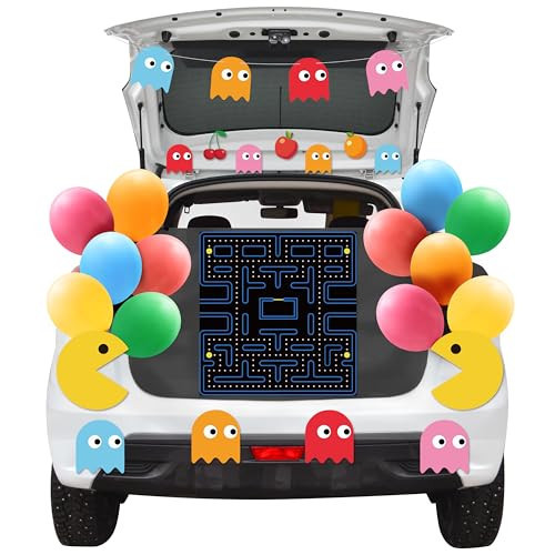 CZgfva 34Pcs Halloween Maze Trunk or Treat Car Decorations Kit Video Game Maze Ghost Theme Cardstocks Tablecover with Balloons Indoor Outdoor Decor Halloween Party Supplies for Car Garage Home Archway | Amazon (US)