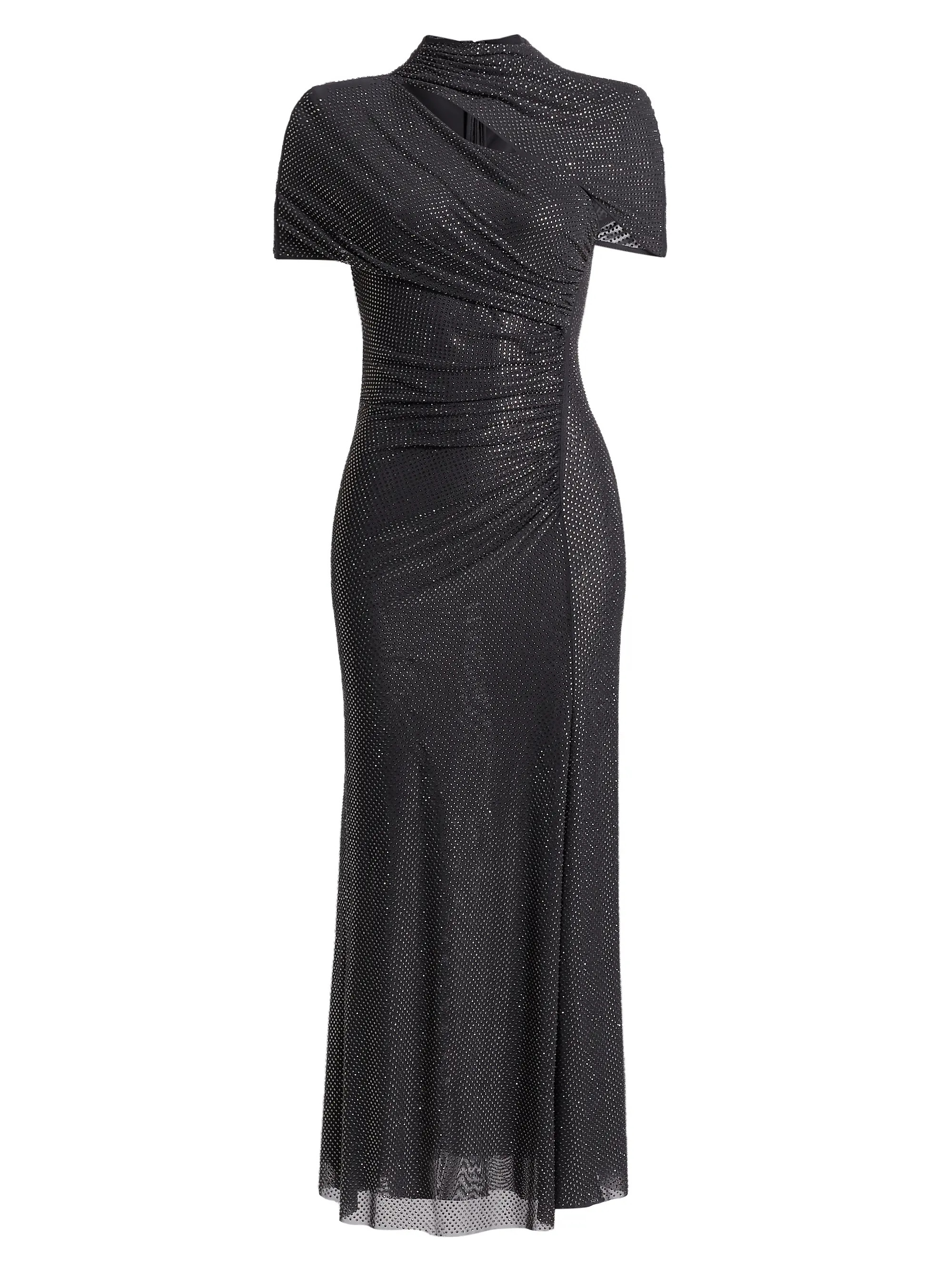 Crystal-Embellished Gathered Mesh Midi-Dress | Saks Fifth Avenue