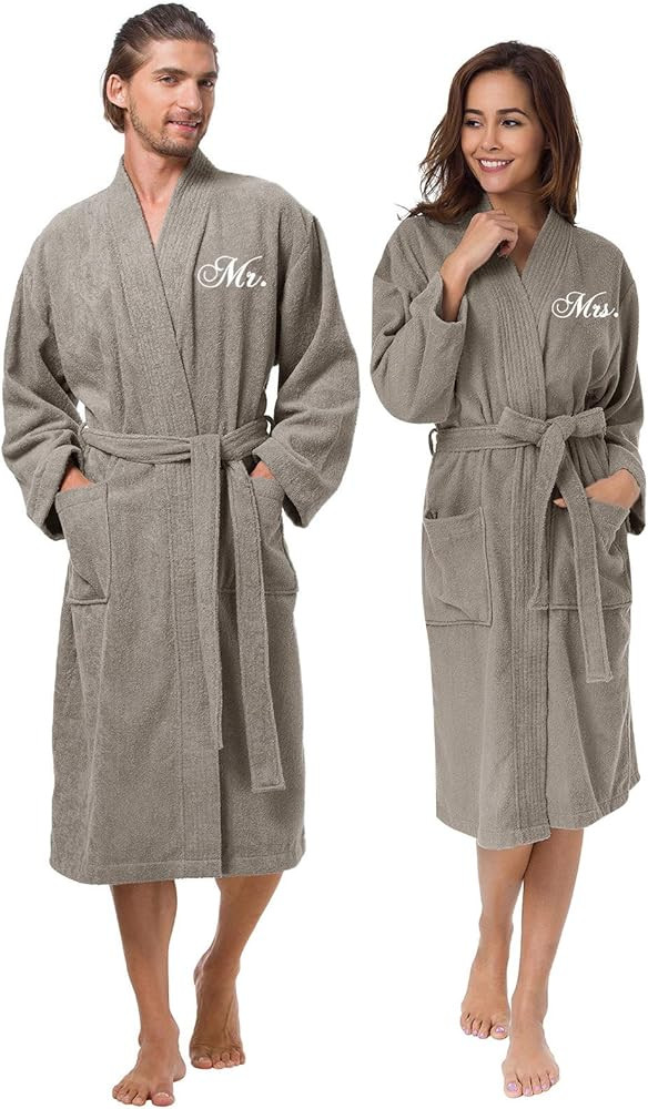 AW BRIDAL 2Pcs Terry Cloth Robes for Women Men 100% Cotton Kimono Spa Robe Couples Wedding Annive... | Amazon (US)