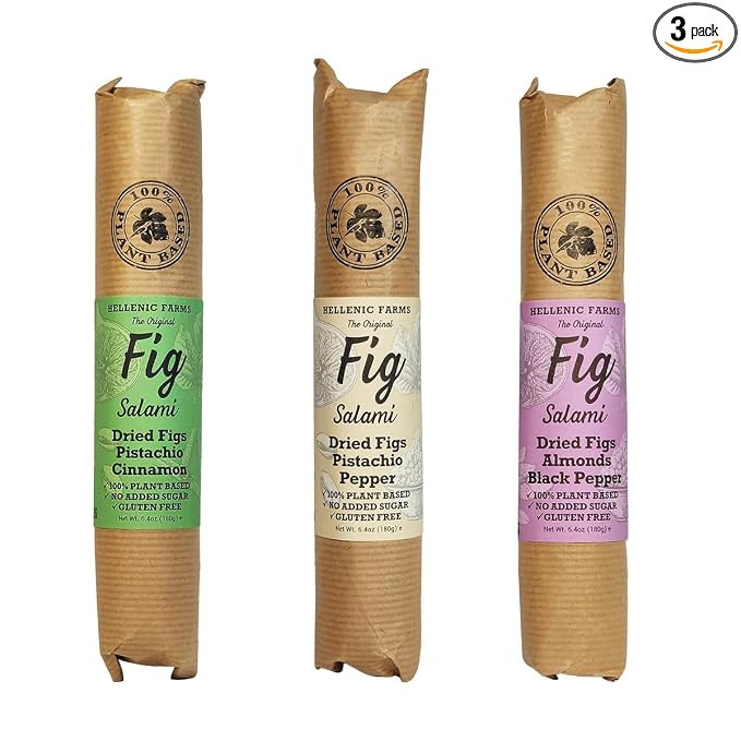 Hellenic Farms Fig Salami with Nuts 3-Pack | Vegan, 100% Plant-based, Dried Greek Figs, Pistachio... | Amazon (US)