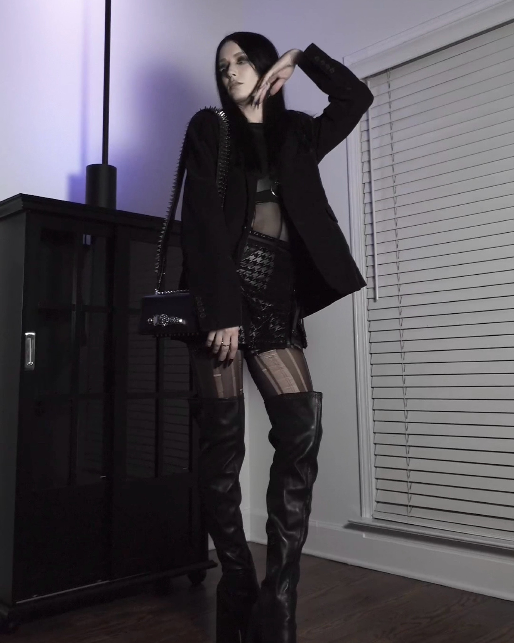 black on black. night out. mesh x faux leather x thigh highs. #altstyle #allblackoutfits

#LTKItBag #LTKStyleTip #LTKShoeCrush