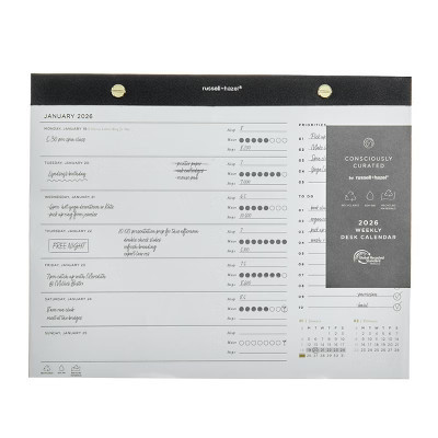 russell+hazel 8"x10" 2025-2026 Consciously Curated Desk Calendar Ivory | Target