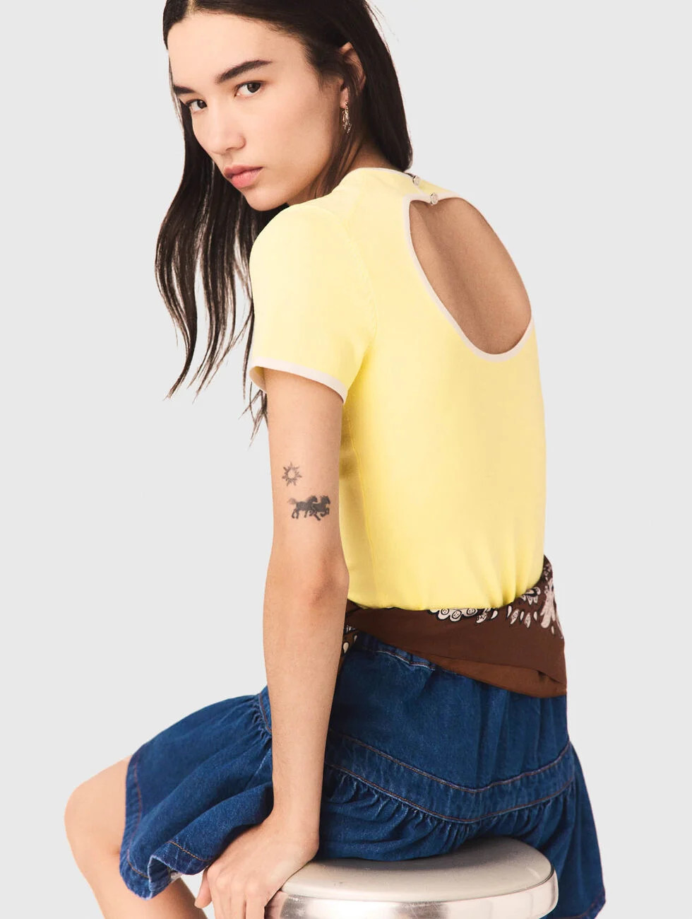 Round back cut-out sweater Yellow / Orange for Women | Maje | Maje US