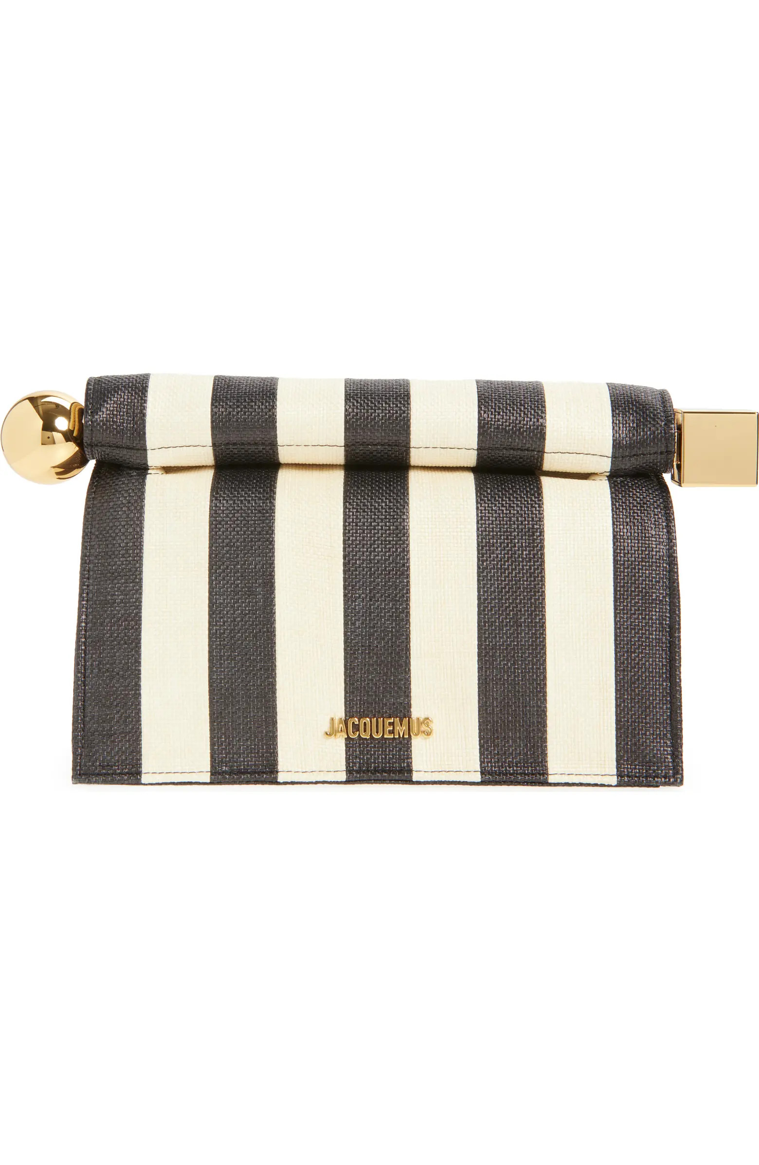 La Pochette Rond Carré Stripe Leather Clutch | Nordstrom