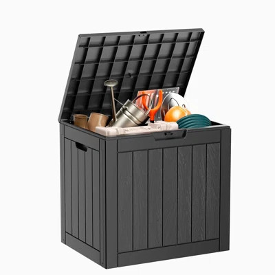 30 Gallon Resin Deck Box, Lockable Patio Outdoor Storage Box For Patio Garden-Gray | Wayfair North America