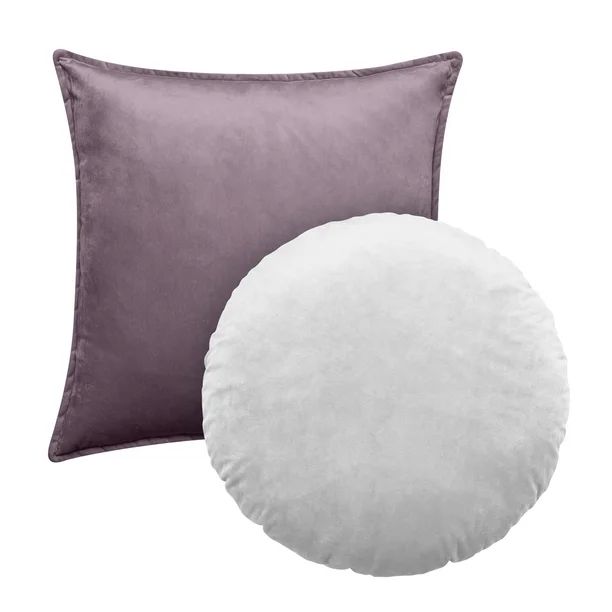 Better Homes & Gardens Feather Filled Velvet Square & Round Decorative Throw Pillow, Mauve & Whit... | Walmart (US)