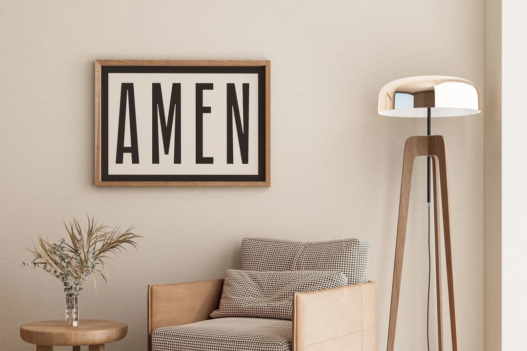 AMEN Minimalist Landscape Print, Christian Quote Wall Art, Printable Wall Art, Bible Verse Wall A... | Etsy (US)