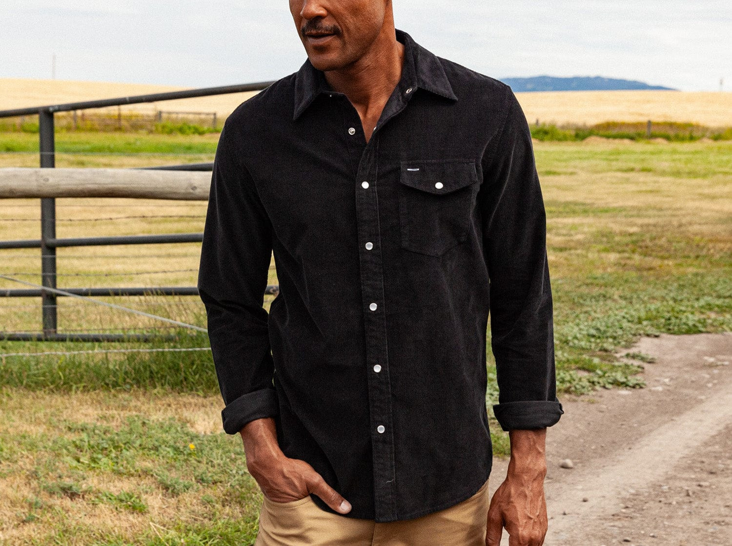 Corduroy Pearl Snap - Midnight Oil | Criquet Apparel