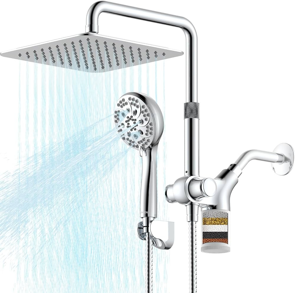 Upgraded Dual Shower Heads Combo, 10 inch Filtered Shower Head with Handheld, 3-Way Rain Shower H... | Amazon (US)