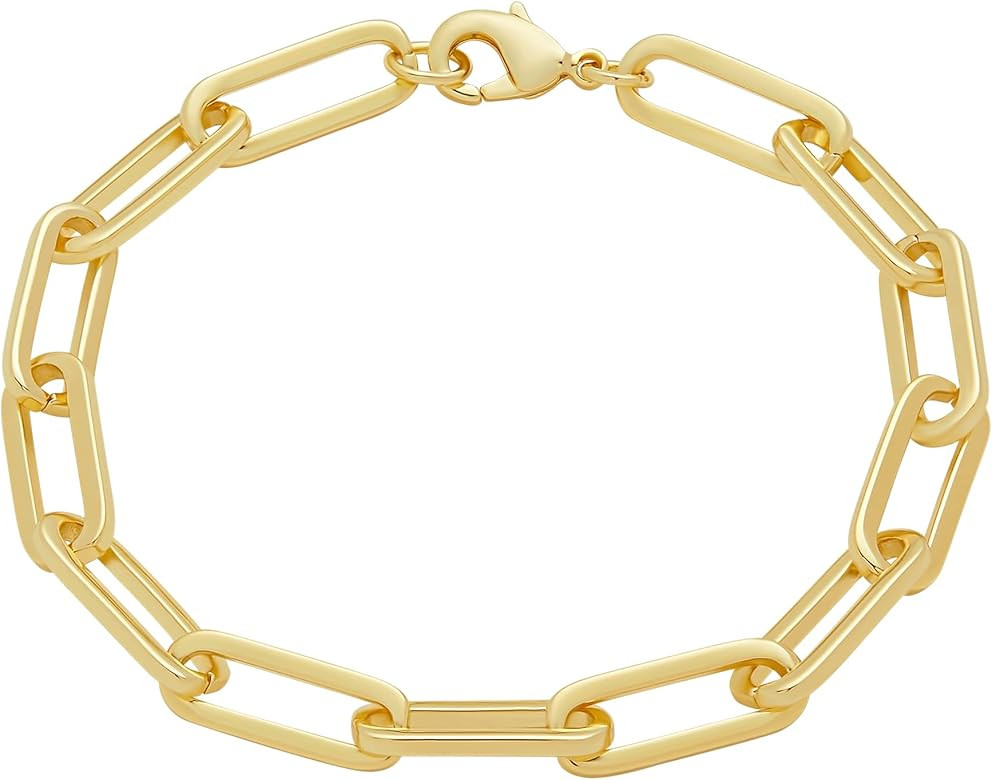 Amazon Essentials 14k Gold Plated or Silver Plated Chunky Chain Link Bracelet 7.5" | Amazon (US)