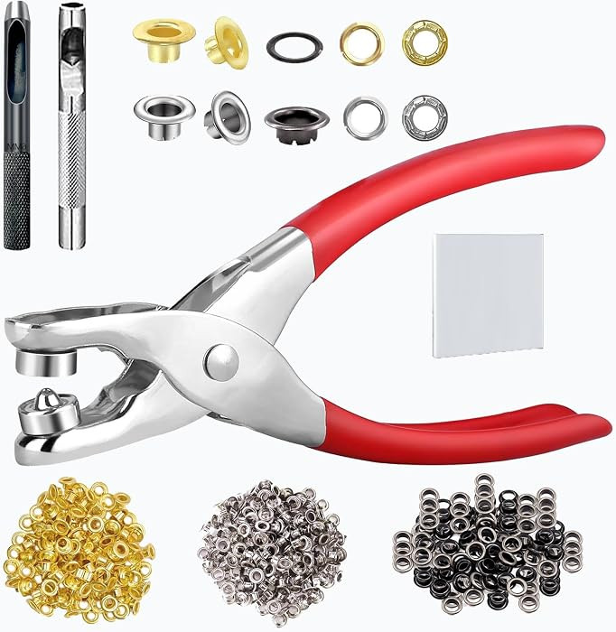 1803Pcs 1/4 Inch Grommet Tool Kit with Punch Pliers, 1800 Eyelets in Gold and Washer, Silver, Gun... | Amazon (US)