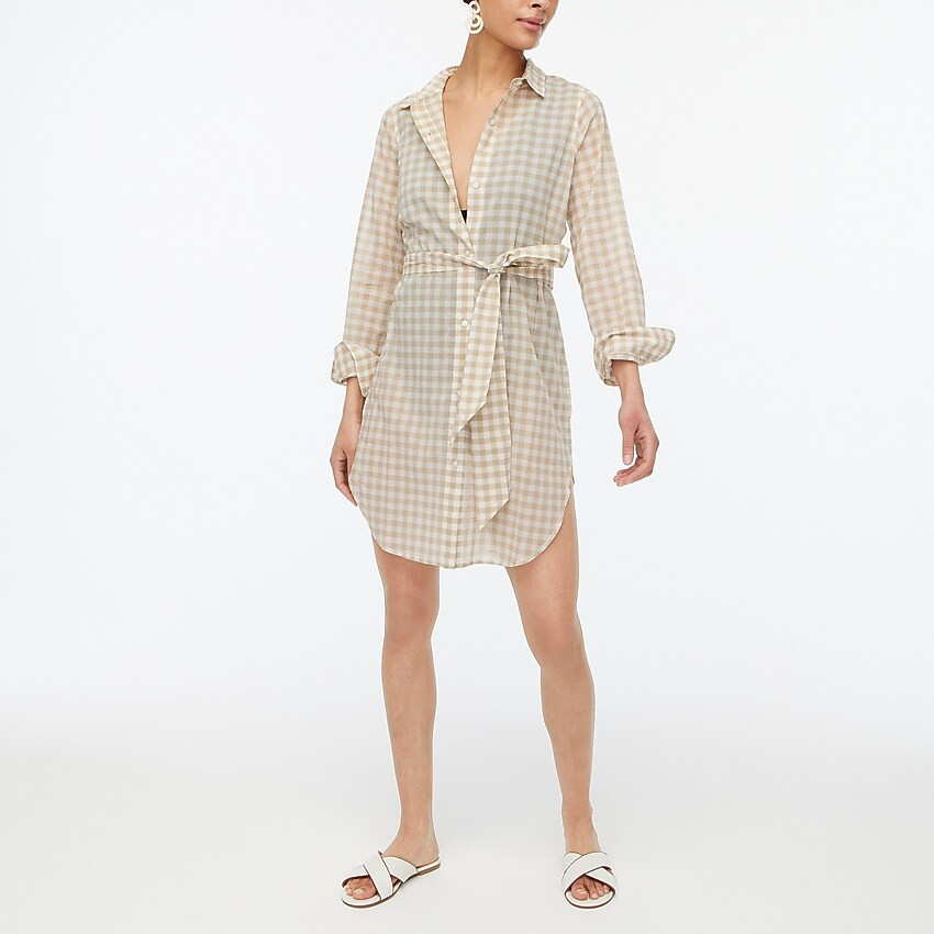 Factory: Gingham Cover-up Shirtdress For Women | J.Crew Factory