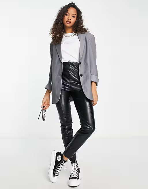 Monki tailored blazer in gray melange - part of a set | ASOS (Global)