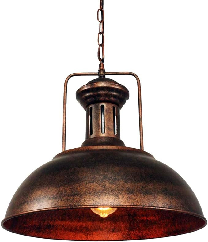 Industrial Nautical Barn Pendant Light Single with Rustic Dome Bowl Shape Mounted Fixture Ceiling... | Amazon (US)