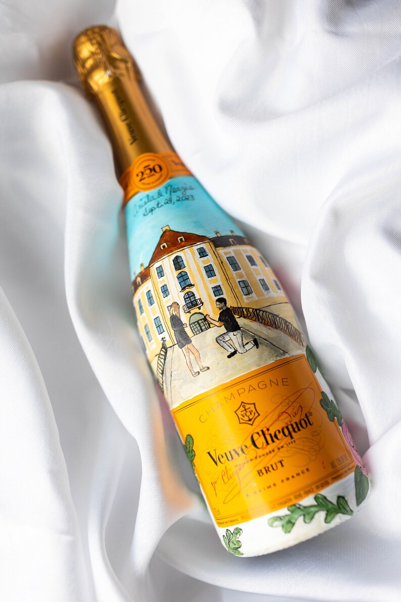 Custom Wedding Gift, Hand Painted Champagne Bottle , Custom Engagement Gift, Proposal, Bridesmaid... | Etsy (US)