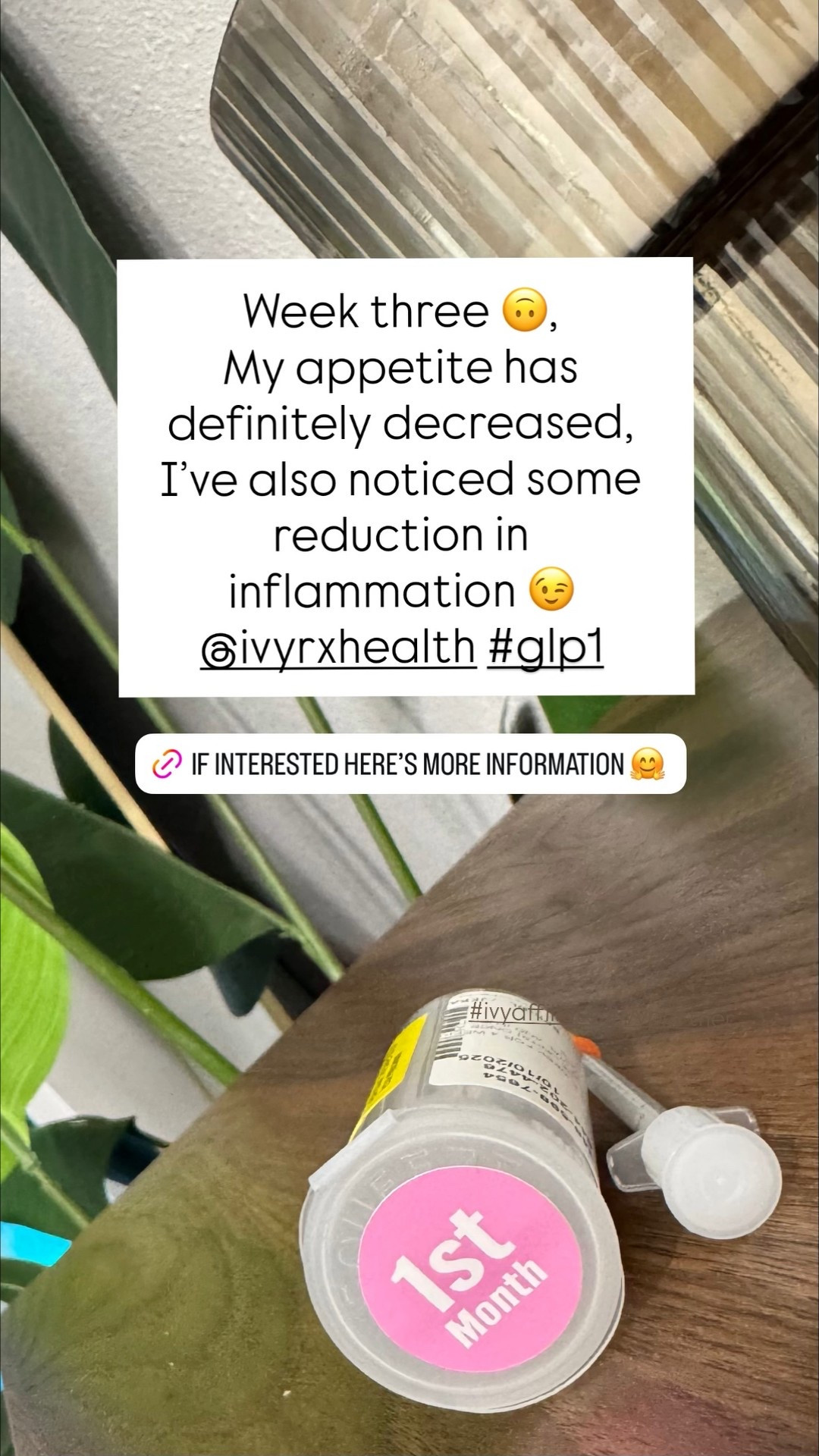 #ivyaffiliate #ivypartner  Week three 🙃, 
My appetite has definitely decreased, I’ve also noticed some reduction in inflammation 😉
@ivyrxhealth #glp1