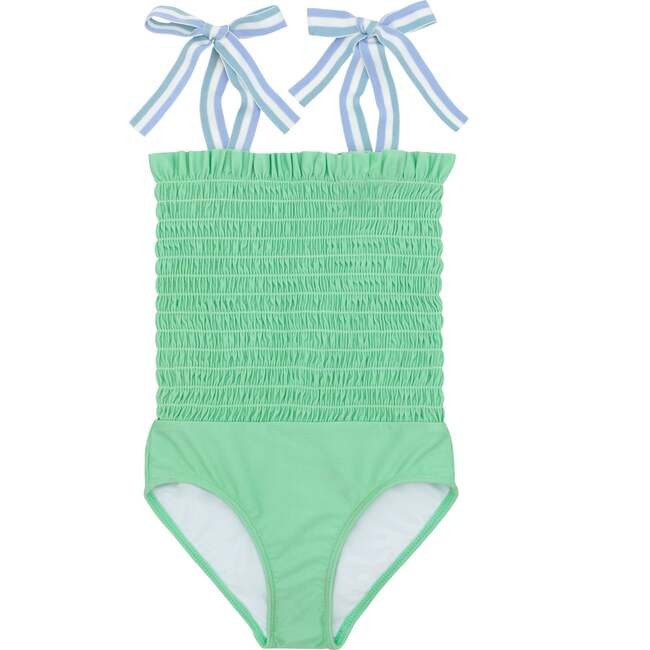 Girls Palm Green Smocked One Piece | Maisonette