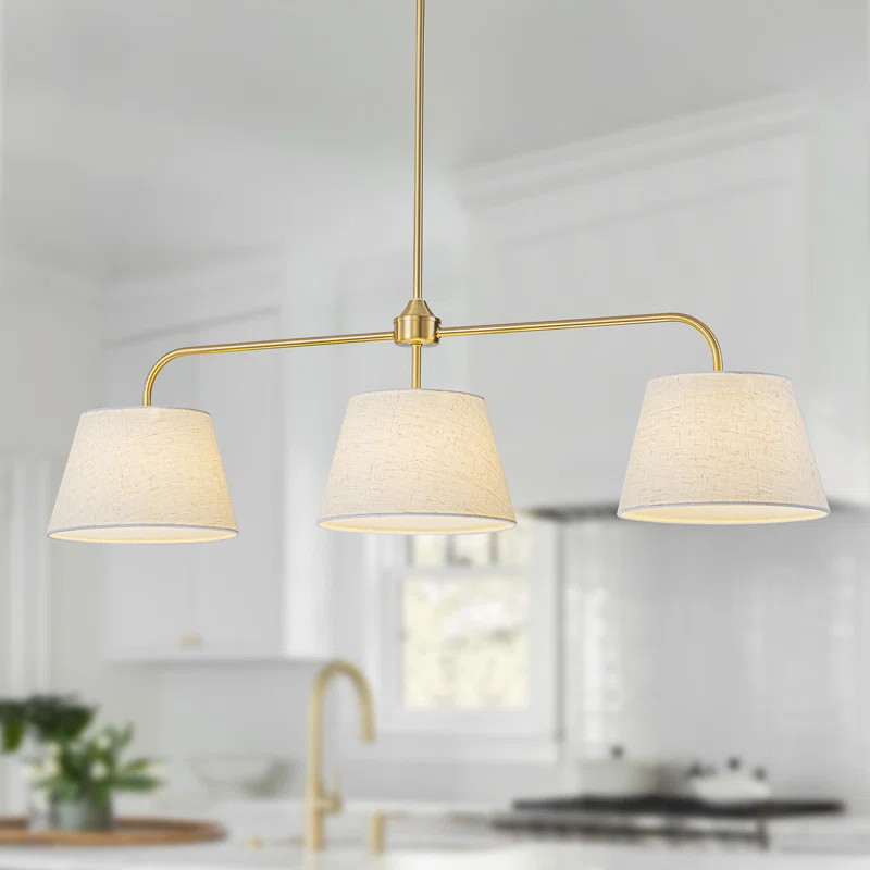 3-light Modern Linear Linen Drum Pendant | Wayfair North America