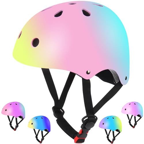Kids Bike Helmet,Color Gradient Adjustable Helmet for Youth Girls Boys Multi-Sports Skateboard Inline Skating Scooter Cycling, 3-8-12-15 Years | Amazon (US)