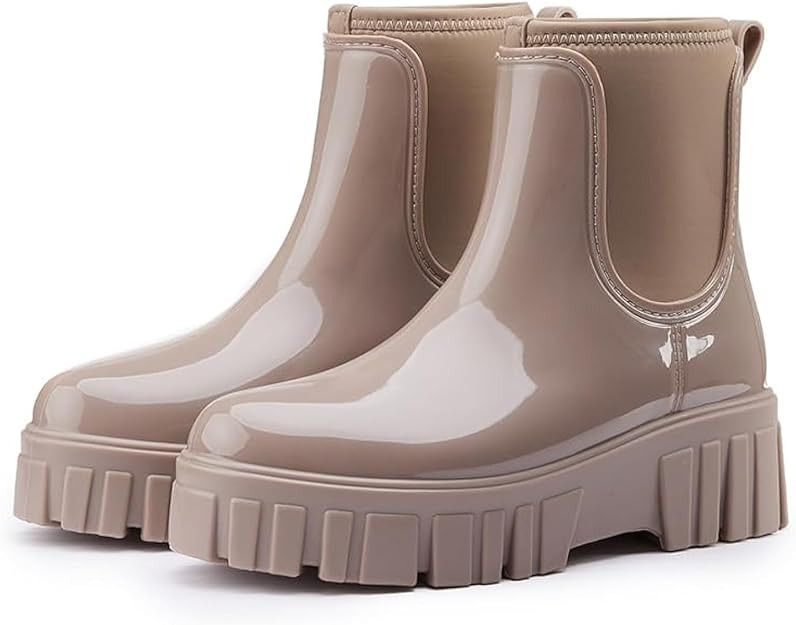 Gets Womens Rain Boots, Waterproof Platform Rubber Chelsea Rainboots, Comfortable Short Shoes Ank... | Amazon (CA)