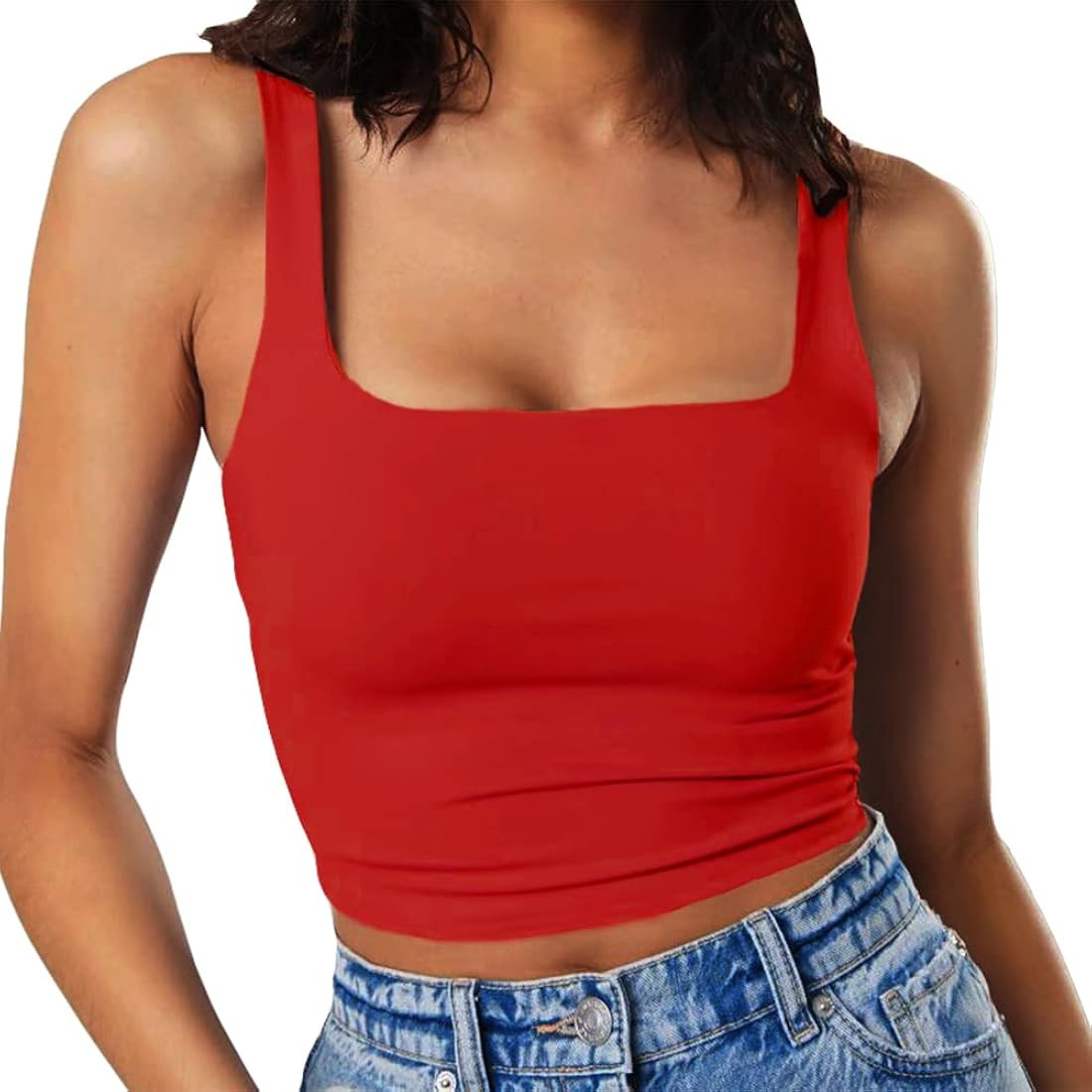 Artfish Womens Sleeveless Strappy Tank Square Neck | Amazon (US)