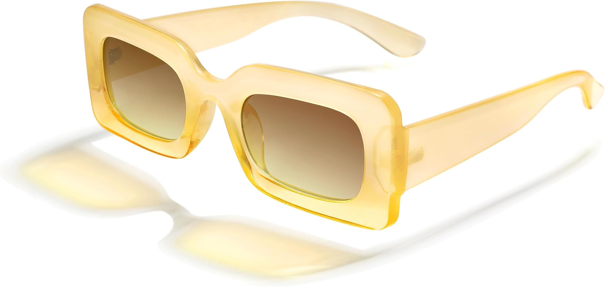 SOJOS Retro 90s Nude Rectangle Sunglasses Womens Mens Trendy Chunky Glasses | Amazon (US)