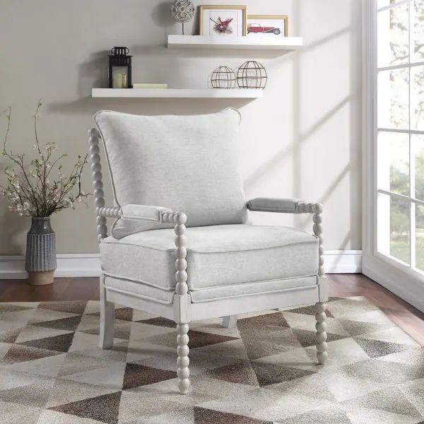 Kaylee Spindle Chair in Fabric with White Frame - Light Grey | Bed Bath & Beyond