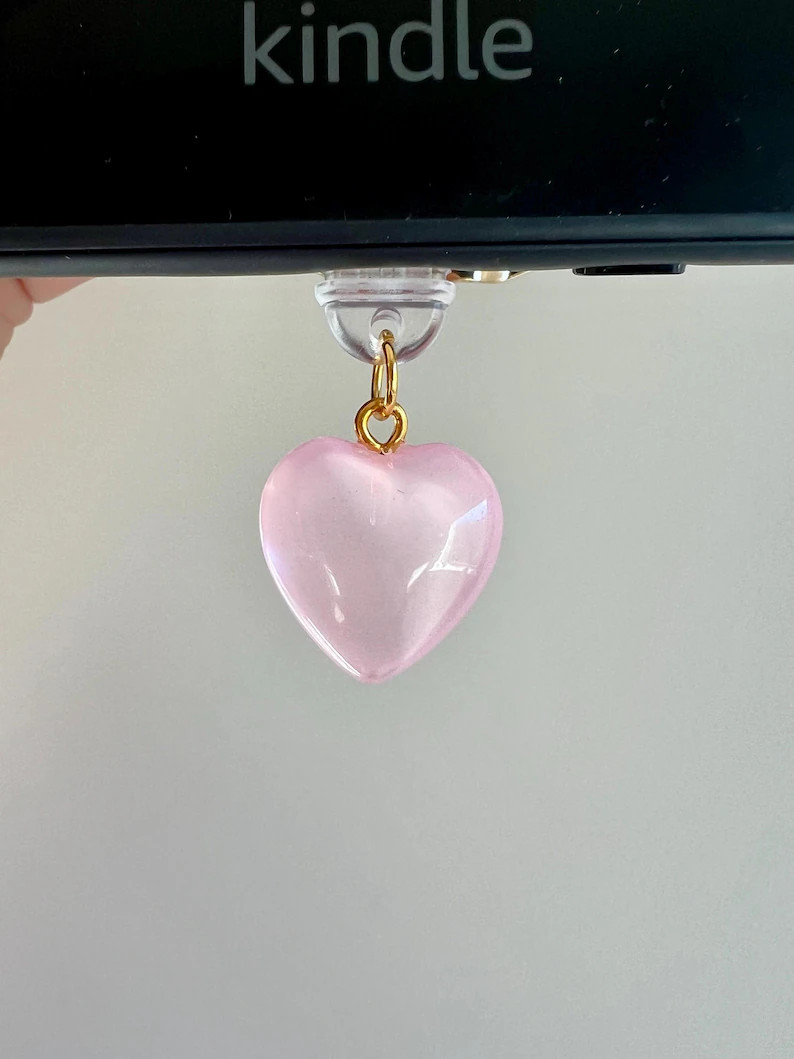 Kindle Charm Dust Plug, Pink “jelly” Heart, Kindle Accessories, Prettylittlebookishthings, US... | Etsy (US)