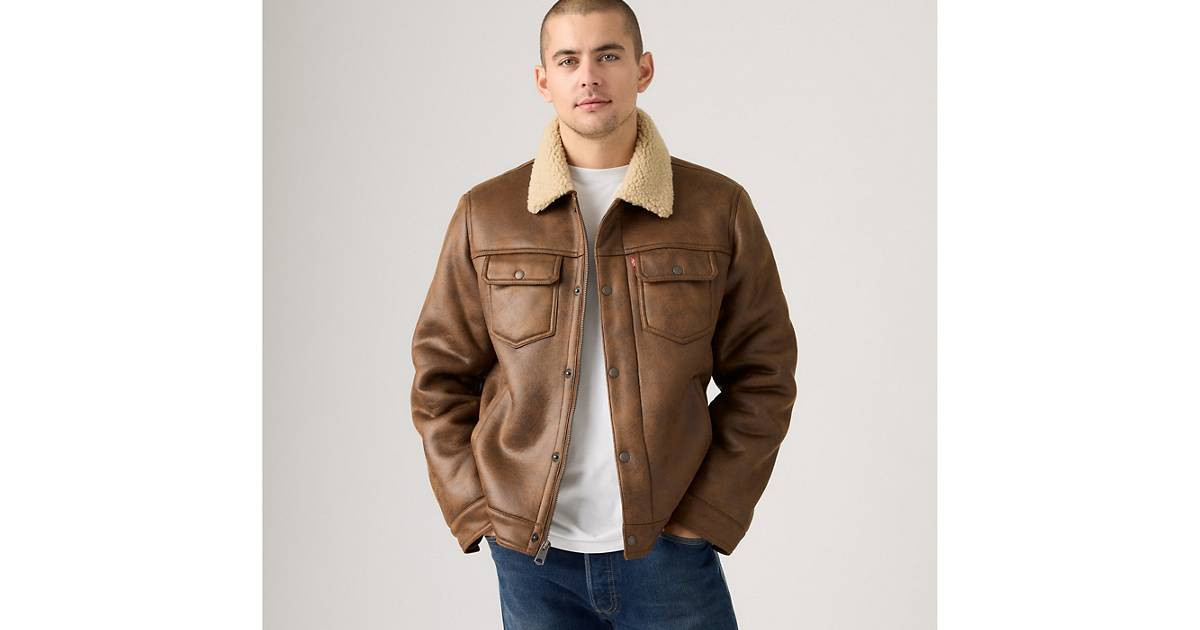 Two Chest Pocket Faux Shearling Jacket - Black | Levi's® US | Levi's US