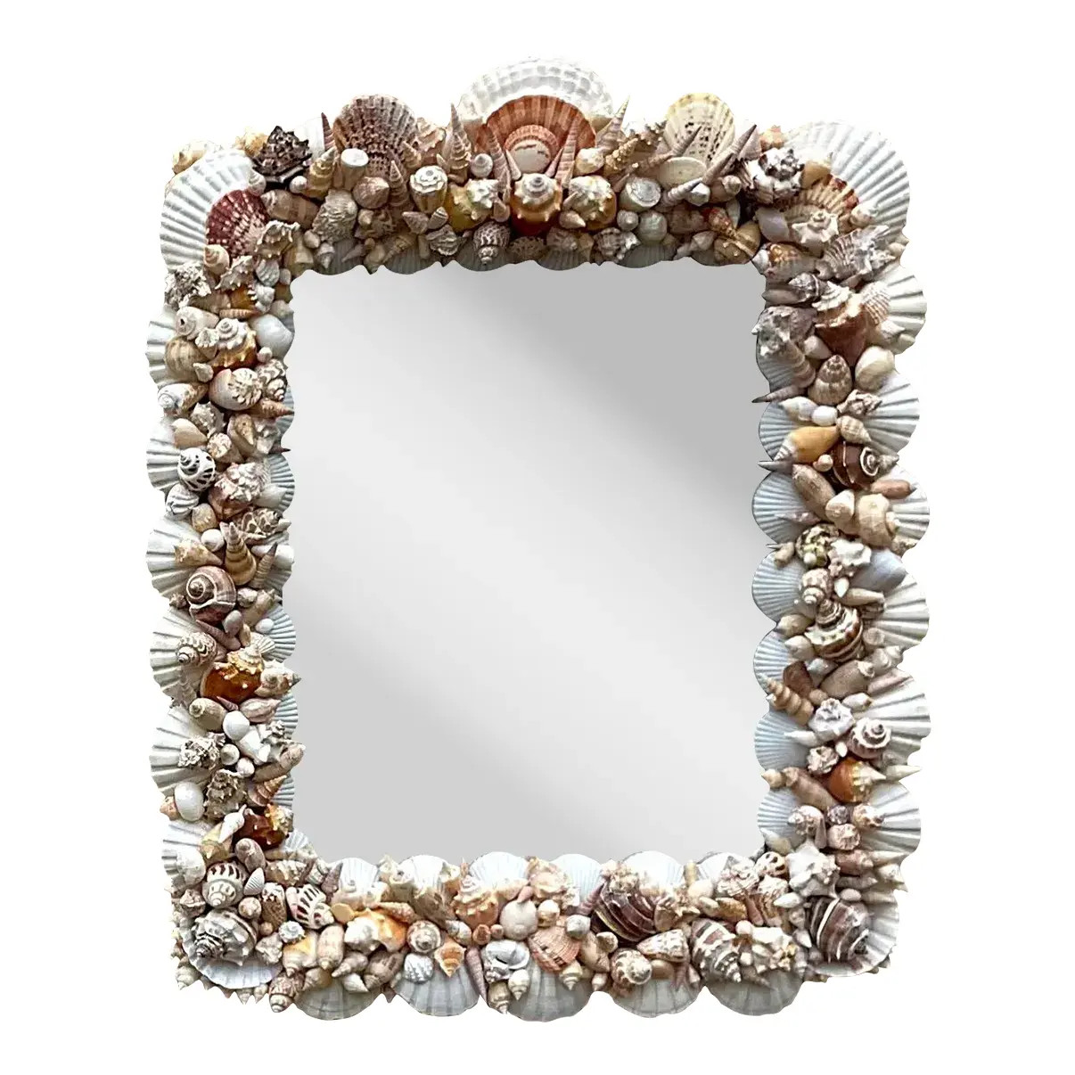 Vintage Coastal Hand Made Shell Mirror | Chairish