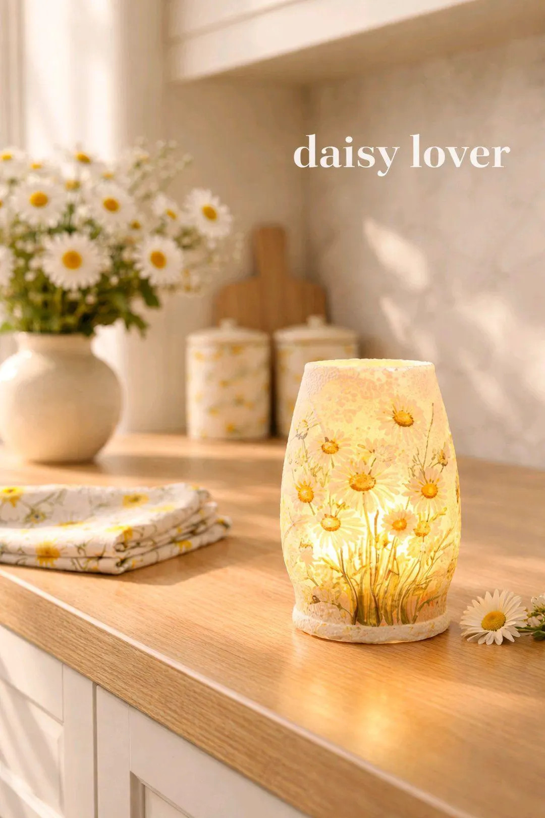 Decorative Daisies Glass Light w/Timer: Daisy Accent Decor | Etsy (US)