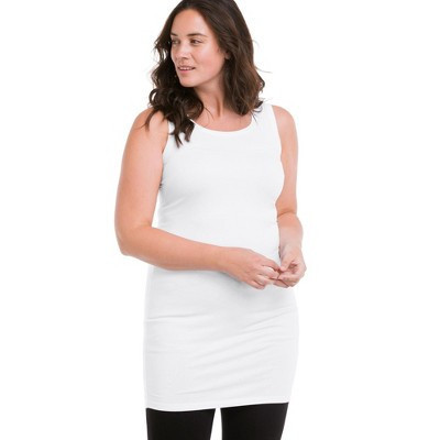 ellos Stretch Knit Scoop Neck Sleeveless Long Tank - 18/20, White | Target