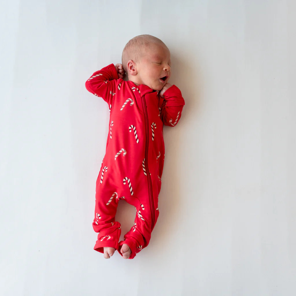 Zippered Romper in Candy Cane | Kyte Baby