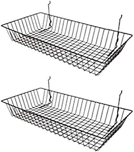 Black Wire Baskets for Slatwall and Gridwall (Set of 2), Merchandiser Baskets, Perfect for Retail... | Amazon (US)