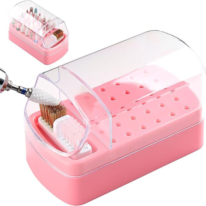 Nail Bit Holder & Nail Drill Bit Cleaner 2 in 1, 30 Holes Nail Drill Holder Organizer Nail Bit Br... | Amazon (US)