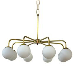 Noir Larenta Mid-Century 8 Globe Antique Brass Chandelier | Kathy Kuo Home