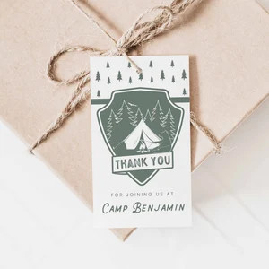 Editable Happy Camper Favor Tag Template, Camp Thank You Sticker, Vintage Camping Party National ... | Etsy (Global)